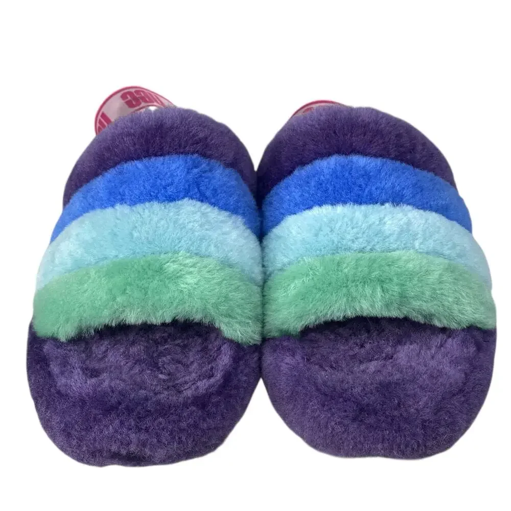 UGG Kids Fluff Yeah Purple Shearling Sandal Slipper Size US 6